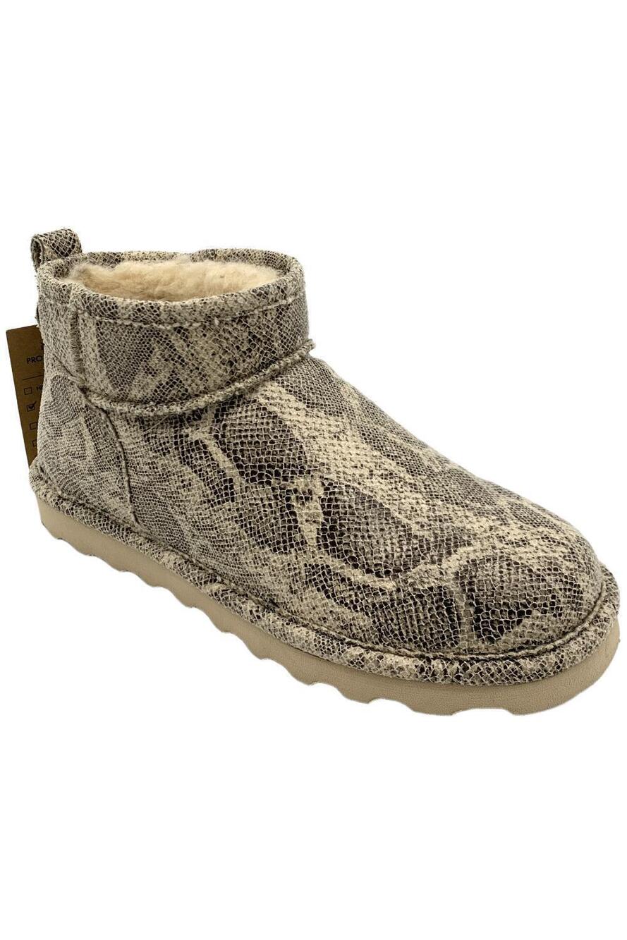 BEARPAW Women's Shorty Exotic Snake Print Ankle Boots Oat - Wide